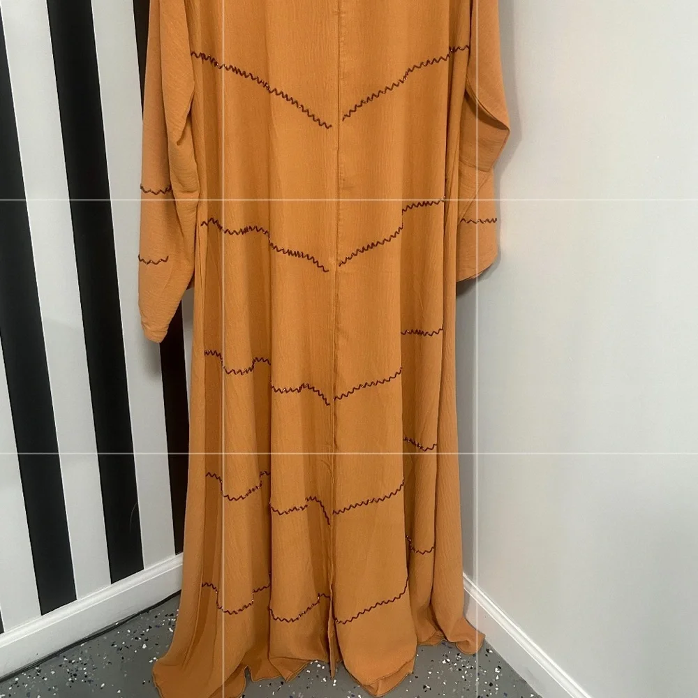 Mustard Orange Abaya set with scarf - Picture 4 of 5